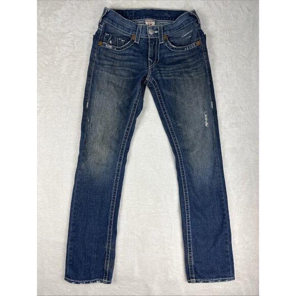 True Religion Jeans Bobby Womens Size 28 Vtg Y2k  Distressed Made In USA - Picture 1 of 14